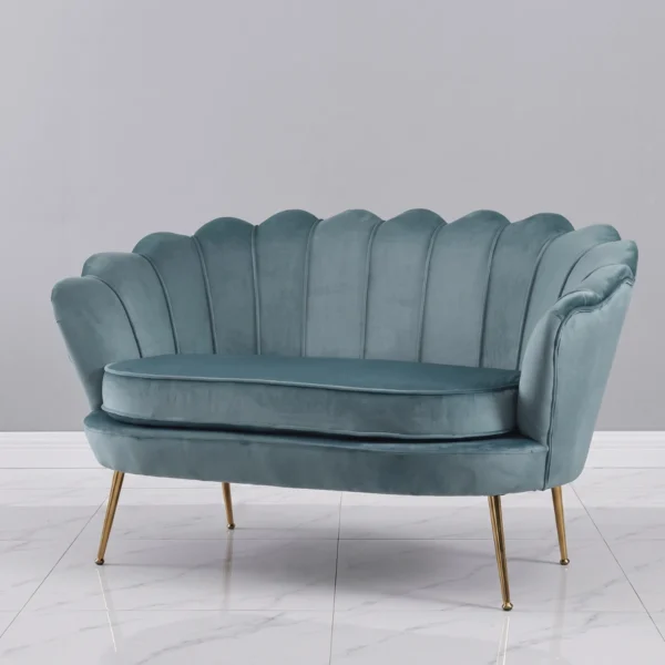 Sofa băng phòng khách vỏ sò chân sắt mạ vàng