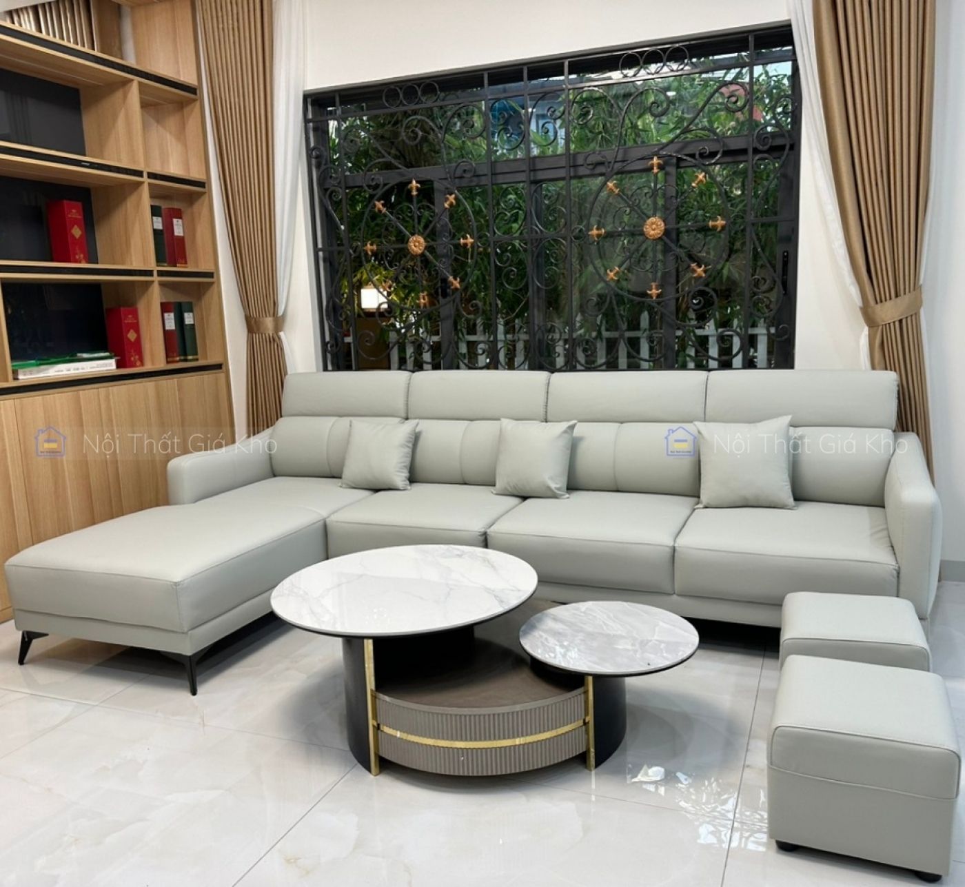 Sofa chữ L Adora da tẩy mực 3mx1m7