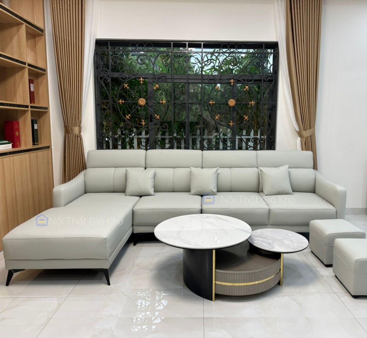 Sofa chữ L Adora da tẩy mực 3mx1m7