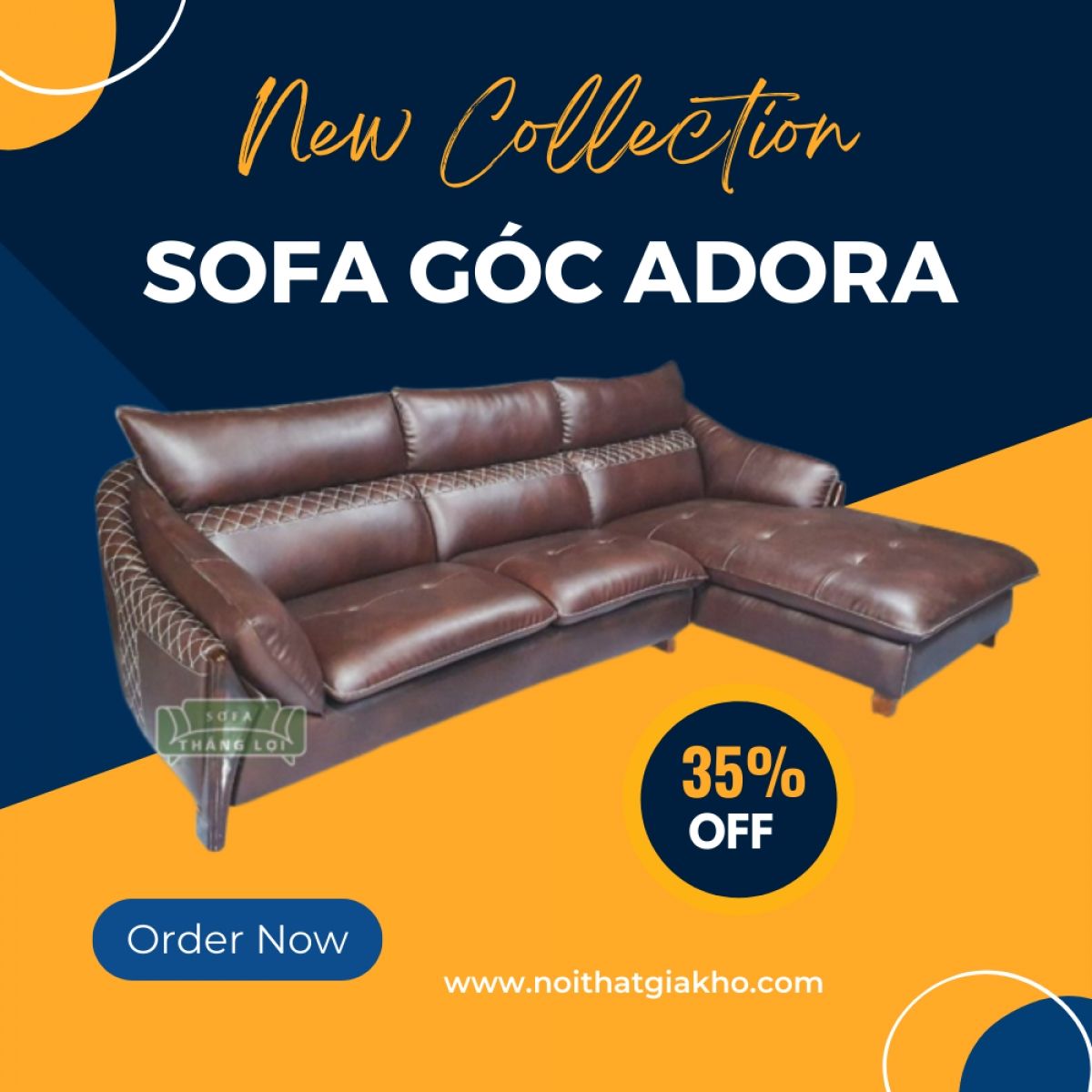 Sofa góc chữ L bọc da Adora cao cấp TL03
