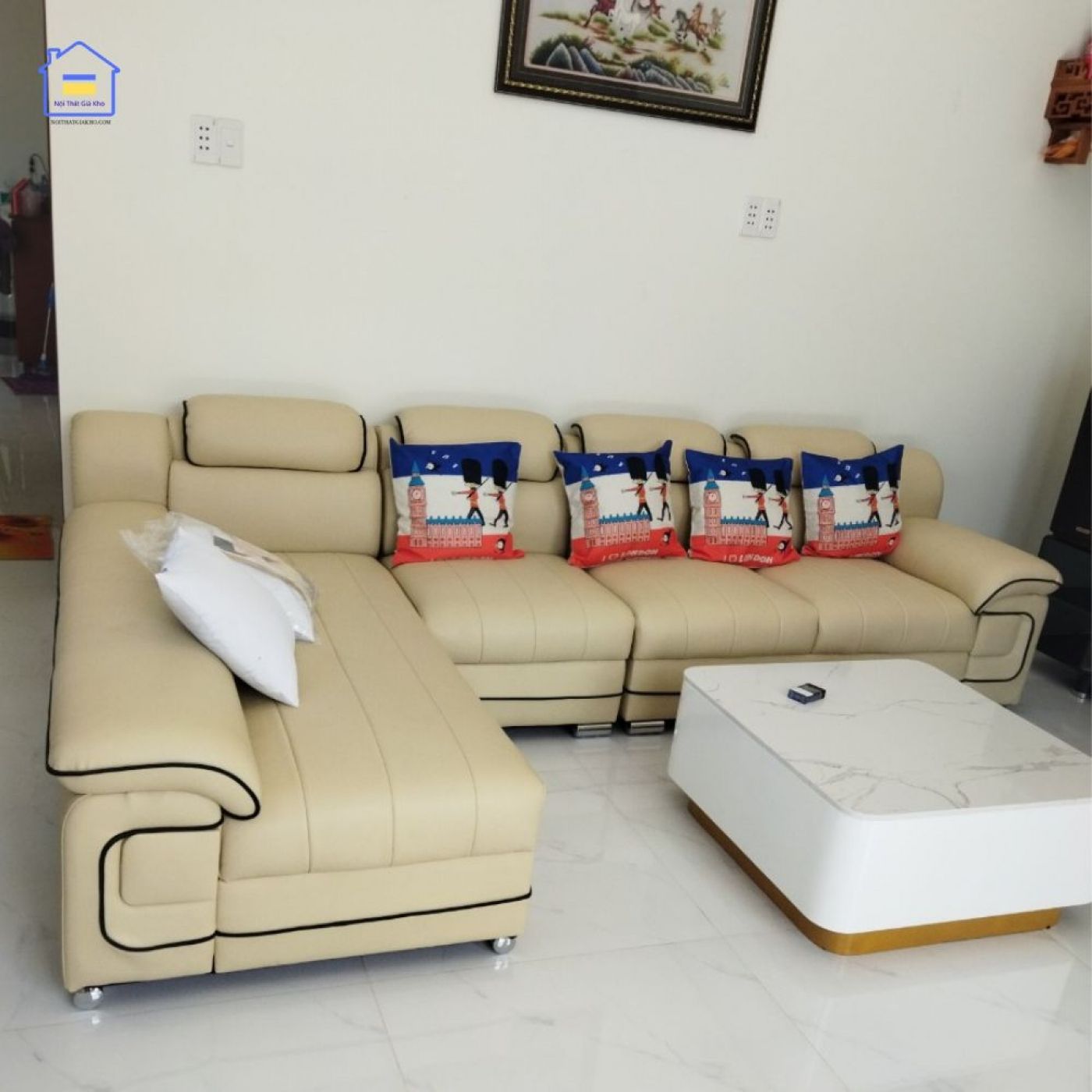 Sofa Góc L Bọc Da Cao Cấp GK35