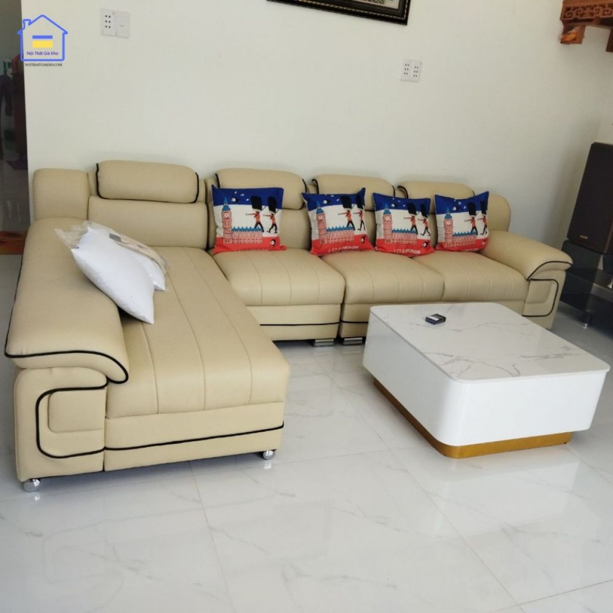 Sofa Góc L Bọc Da Cao Cấp GK35
