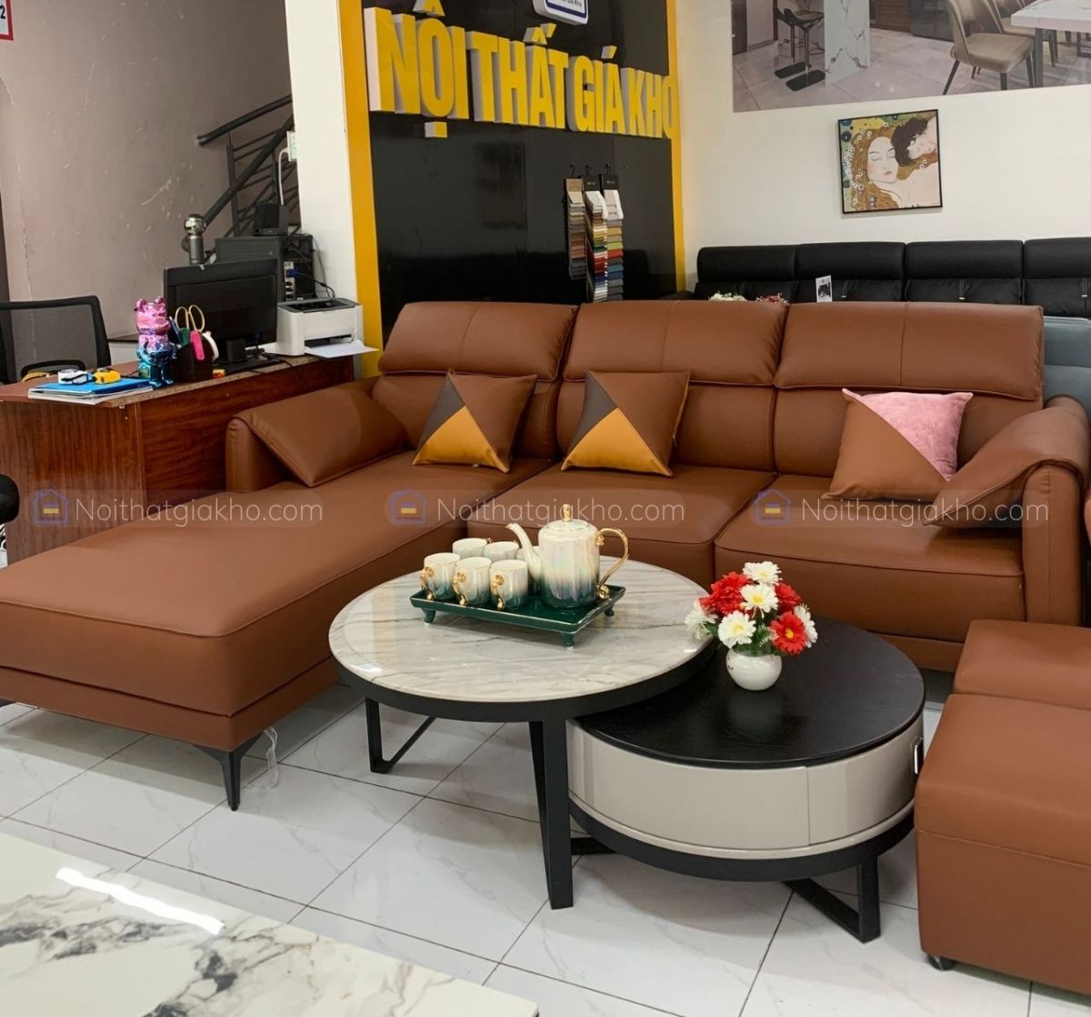 Sofa góc L bọc da Microfiber cao cấp
