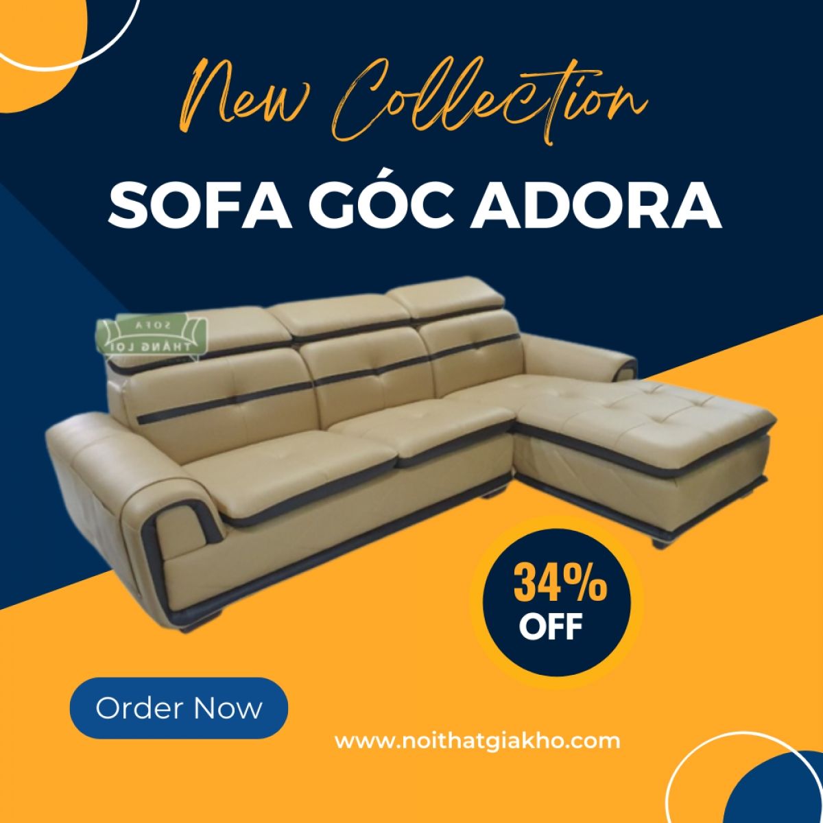 Sofa kiểu chữ L cao cấp phòng khách TL07