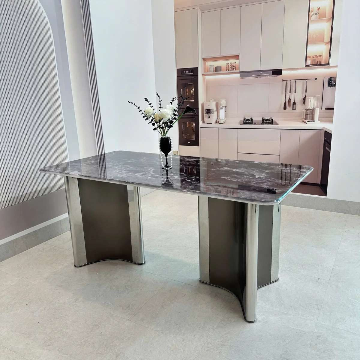 Bàn ăn mặt đá vi tinh thể BAK73